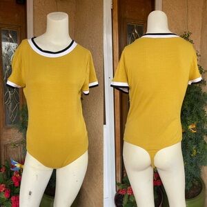 Express Short Sleeve Ribbed Bodysuit LARGE